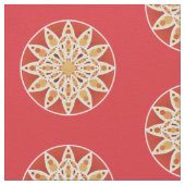 Mandala-Muster in Kamel, Dunkelrot und Weiß Stoff (Nahaufnahme)