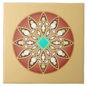 Mandala-Muster in Karamell und Schokolade Fliese (Vorderseite)