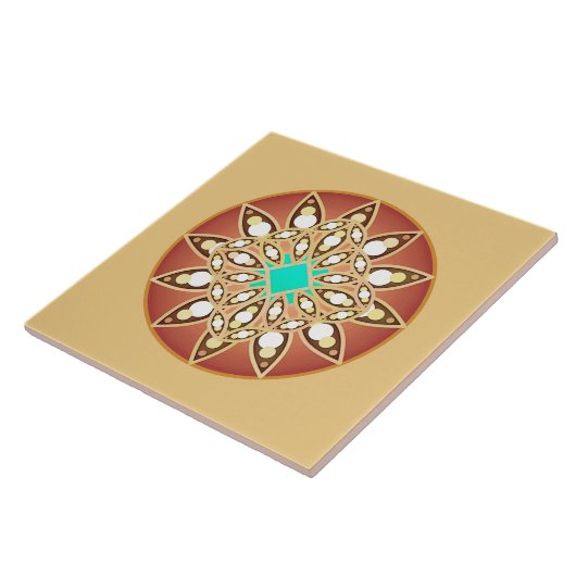 Mandala-Muster in Karamell und Schokolade Fliese (Seite)