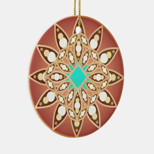 Mandala-Muster in Karamell und Schokolade Keramik Ornament (Rechts)