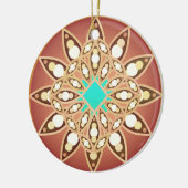 Mandala-Muster in Karamell und Schokolade Keramik Ornament (Links)