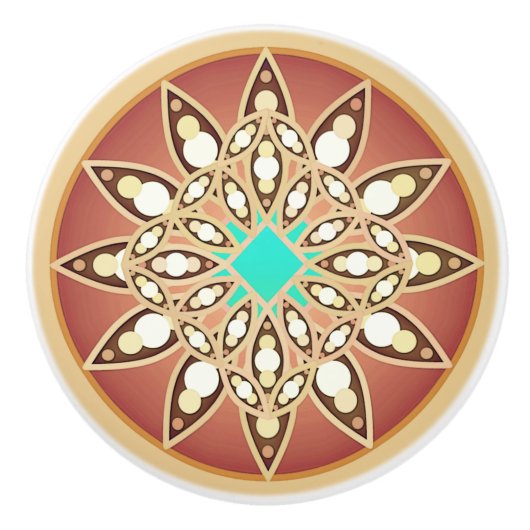 Mandala-Muster in Karamell und Schokolade Keramikknauf (Vorderseite)