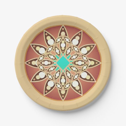 Mandala-Muster in Karamell und Schokolade Pappteller (Vorderseite)