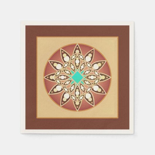 Mandala-Muster in Karamell und Schokolade Serviette (Vorderseite)