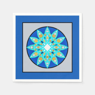 Mandala-Muster in Kobalt, Grau und Türkis Serviette