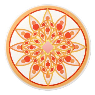 Mandala-Muster in Korallen, Orange und Gold Keramikknauf