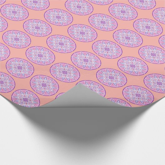 Mandala-Muster in Lavendel, Orchideen und Korallen Geschenkpapier (Ecke)