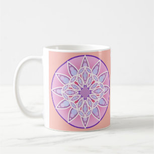 Mandala-Muster in Lavendel, Orchideen und Korallen Kaffeetasse