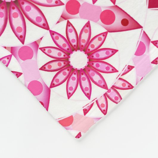 Mandala Muster in Pink-Farbtönen, Maroon Fleecedecke (Ecke)