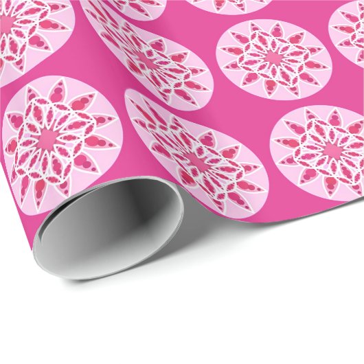 Mandala-Muster in Rosa, Fuchsien und Weiß Geschenkpapier (Rolleneckpunkt)