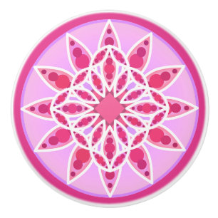 Mandala-Muster in Rosa, Fuchsien und Weiß Keramikknauf