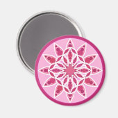 Mandala-Muster in Rosa, Fuchsien und Weiß Magnet (Vorderseite/Rückseite)