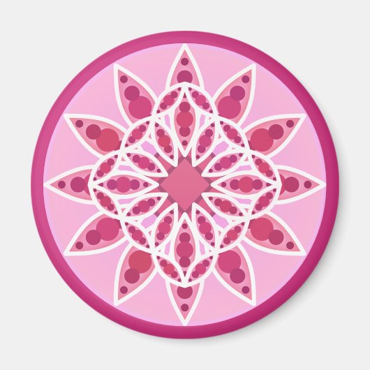 Mandala-Muster in Rosa, Fuchsien und Weiß Magnet (Vorne)