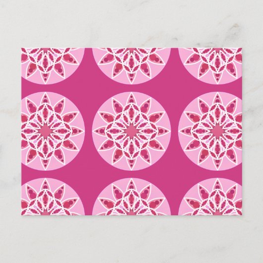 Mandala-Muster in Rosa, Fuchsien und Weiß Postkarte (Vorderseite)