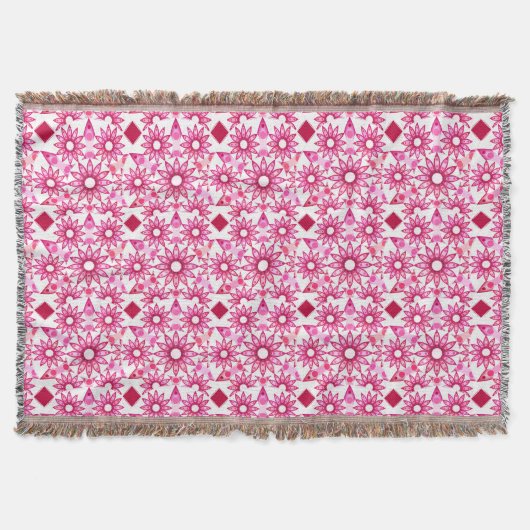 Mandala-Muster in Rosa- und Marontönen Decke (Vorderseite)