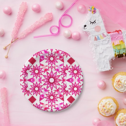 Mandala-Muster in Rosa- und Marontönen Pappteller (Party)
