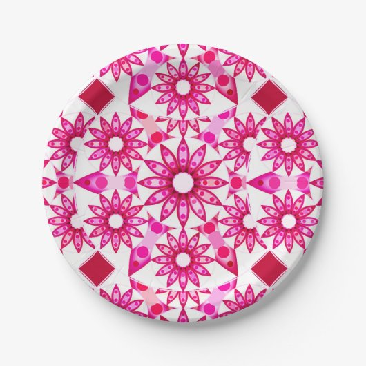 Mandala-Muster in Rosa- und Marontönen Pappteller (Vorderseite)