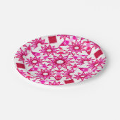 Mandala-Muster in Rosa- und Marontönen Pappteller (Schrägansicht)