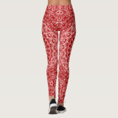 Mandala-Muster in Rot und Weiß Leggings (Rückseite)