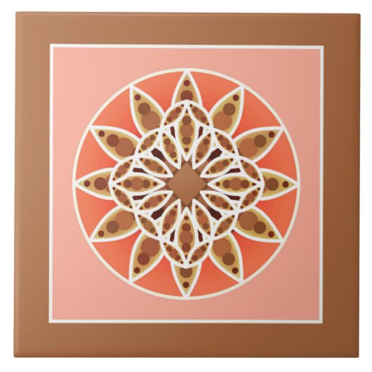 Mandala-Muster in Schokolade, Karamelll und Korall Fliese (Vorderseite)