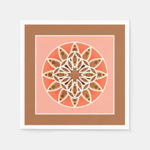 Mandala-Muster in Schokolade, Karamelll und Korall Serviette