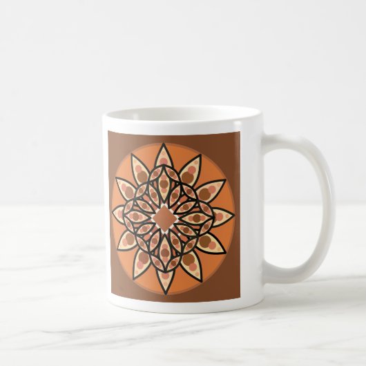 Mandala-Muster in Schokolade, Terrakotta und Rost Kaffeetasse (Rechts)