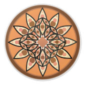 Mandala-Muster in Schokolade, Terrakotta und Rost Keramikknauf (Vorderseite)