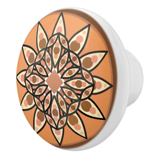 Mandala-Muster in Schokolade, Terrakotta und Rost Keramikknauf (Rechts)