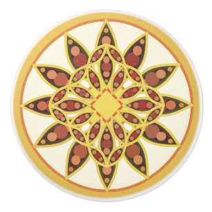 Mandala-Muster in Schokolade, Terrakotta und Rost Keramikknauf