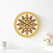 Mandala-Muster in Schokolade und Gold Große Wanduhr (Zuhause)