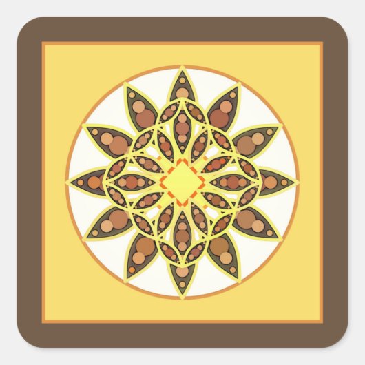 Mandala-Muster in Schokolade und Gold Quadratischer Aufkleber (Vorderseite)