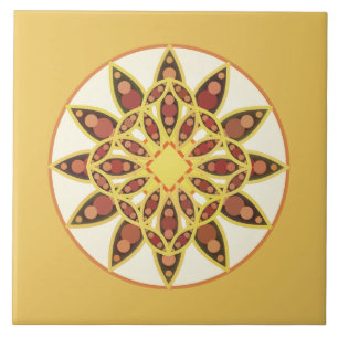 Mandala-Muster in Schokoladenbraun und Gold Fliese