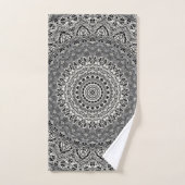 Mandala-Muster in Schwarz und Weiß Badhandtuch Set (Handtuch)