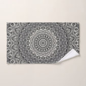 Mandala-Muster in Schwarz und Weiß Badhandtuch Set (Handtuch)