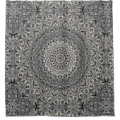 Mandala-Muster in Schwarz und Weiß Duschvorhang (Vorderseite)