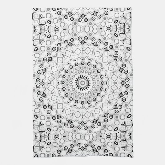 Mandala-Muster in Schwarz und Weiß Geschirrtuch (Vertikal)