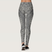 Mandala-Muster in Schwarz und Weiß Leggings (Rückseite)