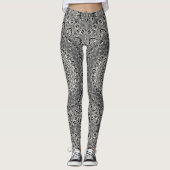 Mandala-Muster in Schwarz und Weiß Leggings (Vorderseite)
