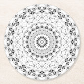 Mandala-Muster in Schwarz und Weiß Runder Pappuntersetzer (Vorderseite)