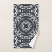 Mandala-Muster in Schwarzweiß Badhandtuch Set (Handtuch)