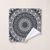 Mandala-Muster in Schwarzweiß Badhandtuch Set (Waschlappen)