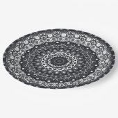 Mandala-Muster in Schwarzweiß Pappteller (Schrägansicht)