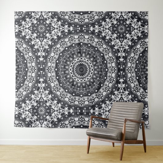 Mandala-Muster in Schwarzweiß Wandteppich (Beispiel (Horizontal))