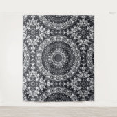 Mandala-Muster in Schwarzweiß Wandteppich (Vorderseite)