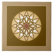 Mandala-Muster in Tan, Creme und Schokoladenbraun Fliese (Vorderseite)
