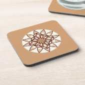 Mandala Muster in Tan und Schokolade Brown Getränkeuntersetzer (Linke Seite)