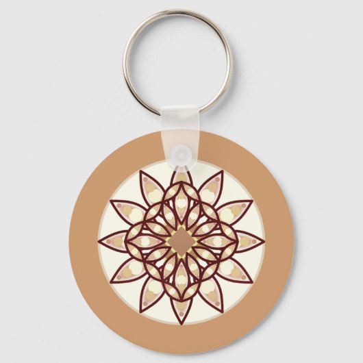 Mandala Muster in Tan und Schokolade Brown Schlüsselanhänger (Vorderseite)