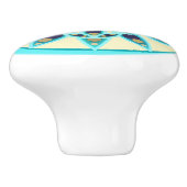 Mandala-Muster in Türkis, Bräune und Marine Keramikknauf (Seitenansicht)