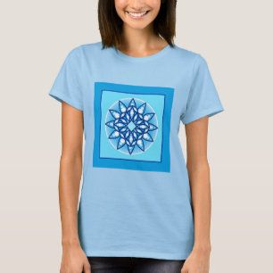 Mandala-Muster in Türkis, Kobalt & Weiß T-Shirt