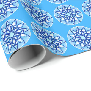 Mandala-Muster in Türkis, Marine und Weiß Geschenkpapier